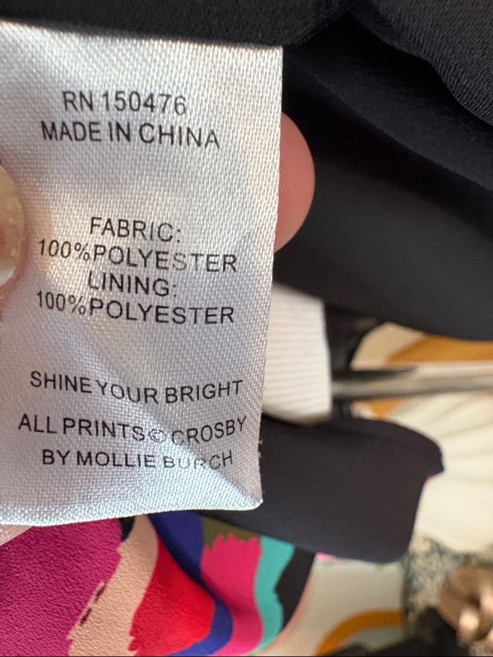 CROSBY by Mollie Burch Black Swing Dress with Multicolor Abstract Accent | M - Picture 3 of 6